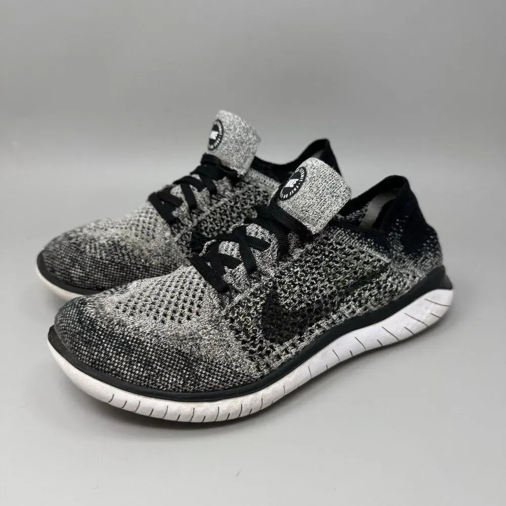 Nike Free RN Flyknit Shoes Womens Size 7.5 Black White Oreo Running 942839-101